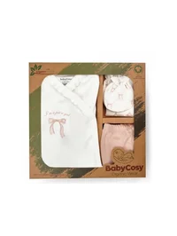 KIZ BEBEK FİYONK DETAYLI 5'Lİ KUTU SET KREM
