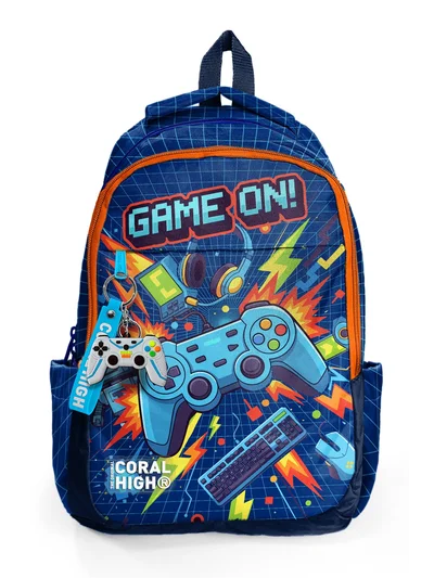 Coral High Kids Lacivert Game Desenli Üç Bölmeli Okul Sırt Çantası 33251