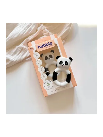 Hubble Bebek Diş Kaşıyıcı Ve Oyuncak - Panda Halkalı Şekilli Dişlik 