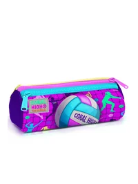 Coral High Kids Pembe Mor Voleybol Desenli Üç Bölmeli Kalem Çantası 22061
