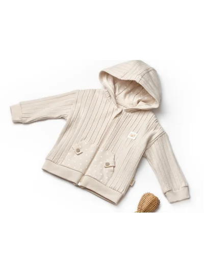 Baby Cosy Organic Puantiye Detaylı Hırka bej