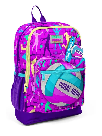 Coral High Kids Pembe Mor Voleybol Desenli Okul Sırt Çantası 23761