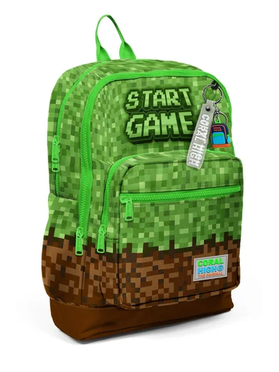 Coral High Kids Yeşil Kahverengi High Craft Desenli Dört Bölmeli Okul Sırt Çantası 23776