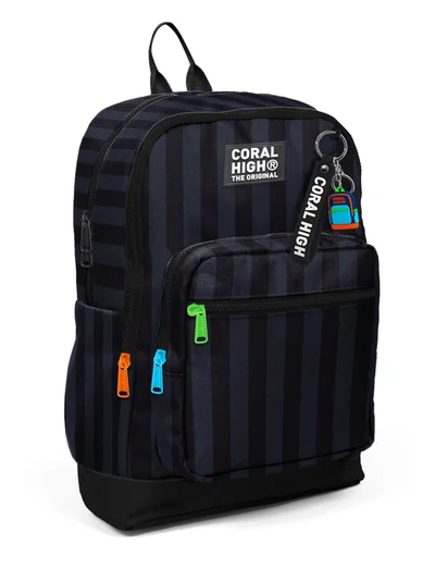 Coral High Kids Siyah Çizgi Desenli Okul Sırt Çantası 33218