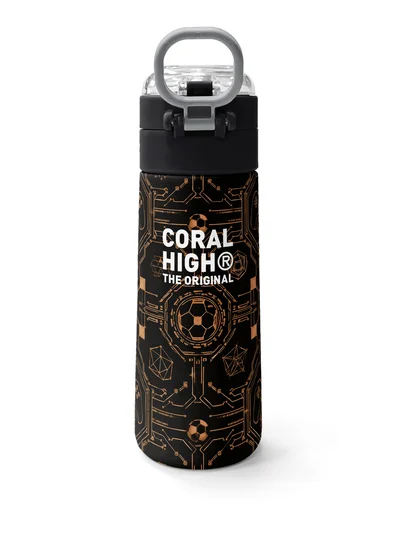 Coral High Kids Futbol Desenli Pipetli ve Direkt İçim Çelik Termos 500 ml