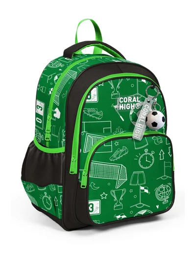 Coral High Kids Yeşil Futbol Desenli Üç Bölmeli Okul Sırt Çantası 33247