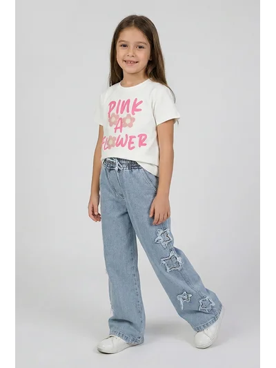 Kız Çocuk Pembe Yazılı Tişört 4-9 Yaş pembe | My Lorin Kids