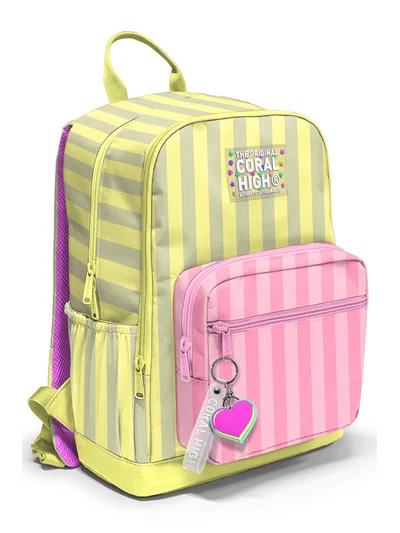 Coral High Pembe Sarı Çizgi Desenli Okul Sırt Çantası 33223