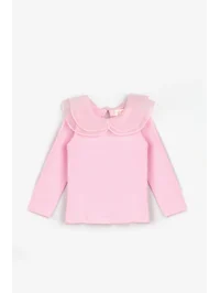Organze Yakalı Kız Çocuk Tshirt pembe