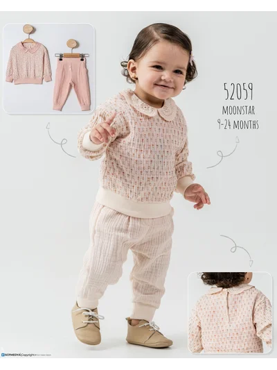 Bebe Yaka  Müslin İkili Bebek Takımı bej