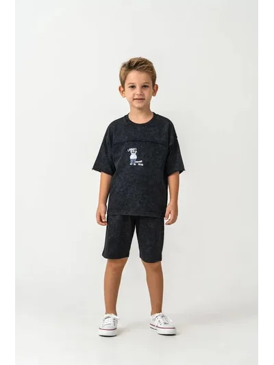 Erkek Çocuk Şort Takım – Urban Baskılı T-Shirt & Şort | My Lorin Kids