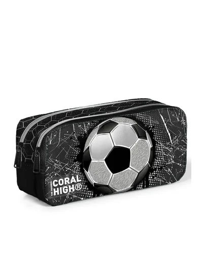 Coral High Kids Futbol Desenli İki Bölmeli Kalem Çantası 12086
