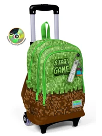 Coral High Kids Yeşil Kahverengi High Craft Desenli Üç Bölmeli Çekçekli Okul Sırt Çantası 23976
