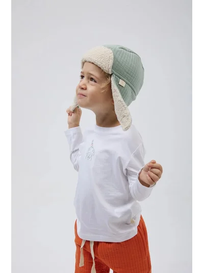 Mieala Kids Unisex Uzun Kollu Tshirt beyaz