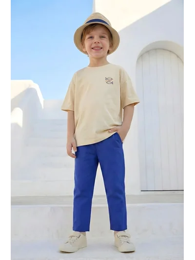 Balık Baskılı Oversize Erkek Çocuk Tshirt