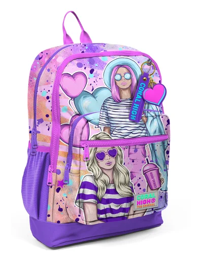 Coral High Kids Pembe Mor Fashion Girl Desenli Okul Sırt Çantası 