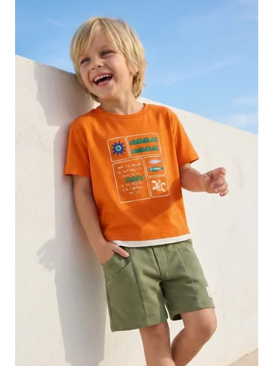 Turuncu Deniz Temalı Erkek Çocuk Tshirt