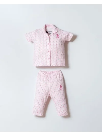 U.S. Polo Assn Kız Bebek Pijama Takımı Pembe Desenli