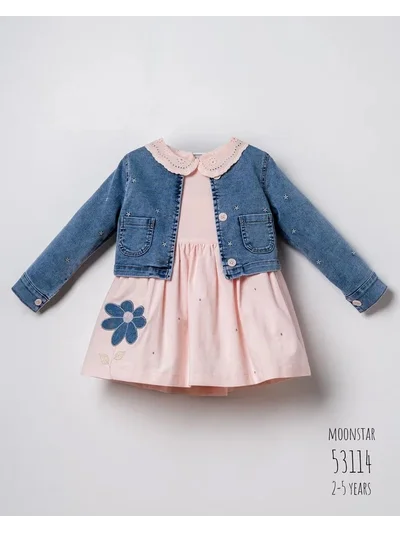 Kız Çocuk Kot Ceketli Elbise Takım 2-5 Yaş pembe | My Lorin Kids