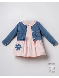 Kız Çocuk Kot Ceketli Elbise Takım 2-5 Yaş pembe | My Lorin Kids