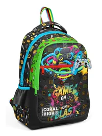 Coral High Kids Siyah Gamer Desenli Üç Bölmeli Okul Sırt Çantası 33258