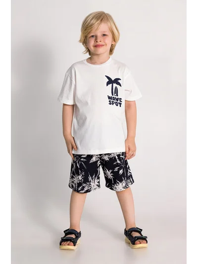 Erkek Çocuk Şortlu Takım Wave Spot Baskılı 3-8 Yaş | My Lorin Kids