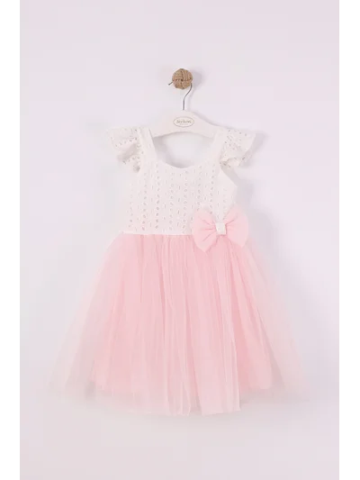 Pembe Tül Kız Çocuk Elbise Fiyonklu | Prenses Model 2-8 yaş pembe – My Lorin Kids