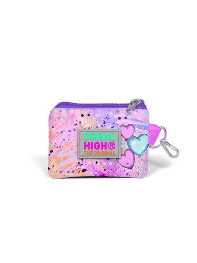 Coral High Kids Pembe Mor Fashion Girl Desenli Bozuk Para Çantası