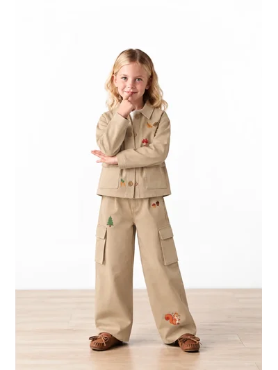Tiny Stories Gabardin Kargo Bol Paça Pantolon - Bej