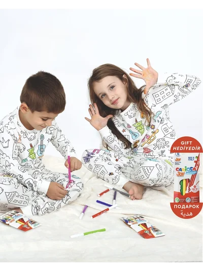 Boyanabilir Kız Erkek Çocuk Pijama Takımı (Yıkama Sonrası Leke Bırakmaz)