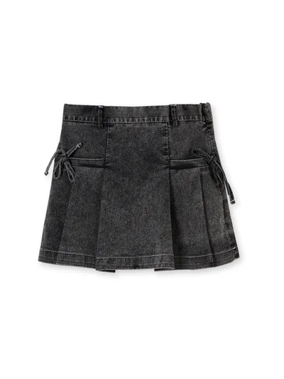 Denim Fermuarlı Pamuklu Etek siyah