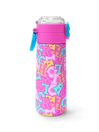 Coral High Kids Pembe Su Yeşili Harf Desenli Pipetli ve Direkt İçim Çelik Termos 500 ml 