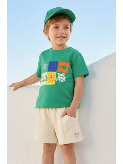 Erkek Çocuk Baskılı T-shirt - Yeşil