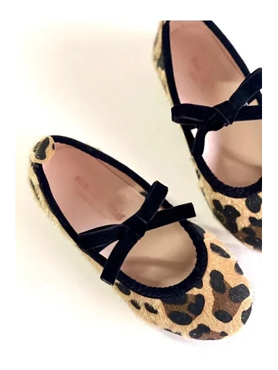 Leopar Fiyonklu Babet Ayakkabı