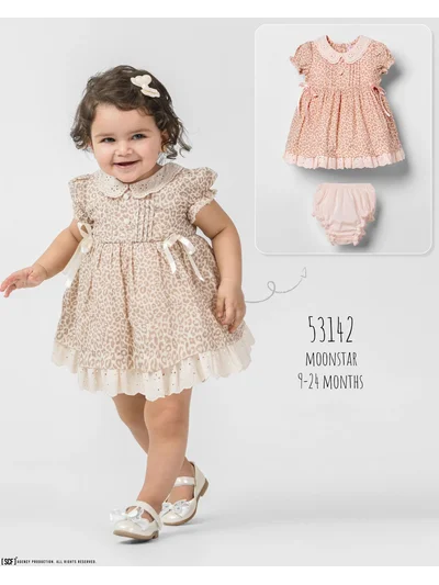 Kız Bebek Leopar Desenli Elbise Takım pudra 9-24 Ay | My Lorin Kids