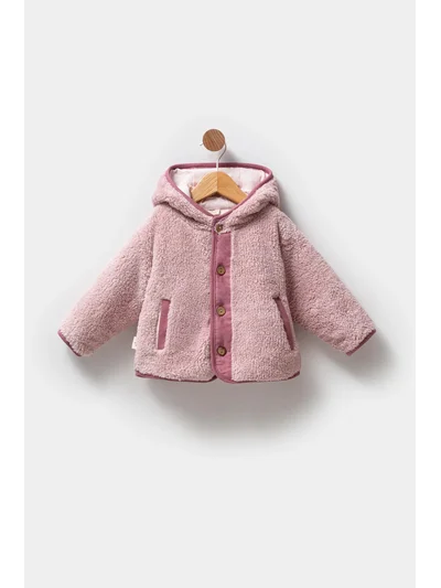 Teddy Astarlı Kapüşonlu Ceket pembe