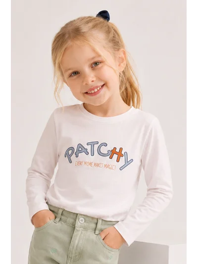 Patchy Baskılı Kız Çocuk Tişört Ekru | 1-12 Yaş