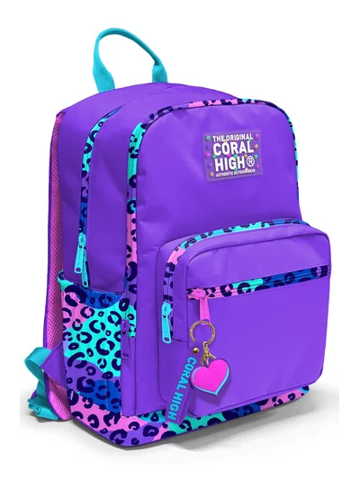 Coral High Mor Leopar Desenli Okul Sırt Çantası 23632