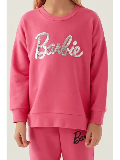 Barbie Pul Detaylı  Sweatshirt pembe