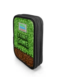 Coral High Kids Yeşil Kahverengi High Craft Desenli Çift Katlı Kalem Çanta