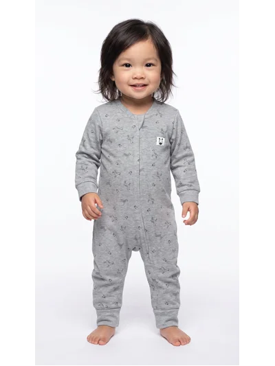 Baby Cosy Zebra Desenli Uzun Kollu Bebek Tulum – Gri