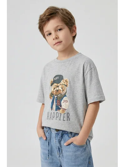 7769 ERKEK TEDDY TİŞÖRT gri  4-9 Yaş | My Lorin Kids