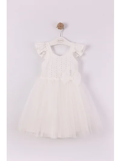 Beyaz Tül Kız Çocuk Elbise Fiyonklu | Prenses Model 2-8 yaş beyaz – My Lorin Kids