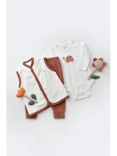 Baby Cosy Organic KADİFE 3'LÜ TAKIM TURUNCU
