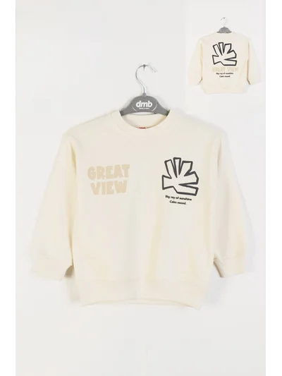 4105 GRAFİK BASKILI SWEATSHİRT krem 