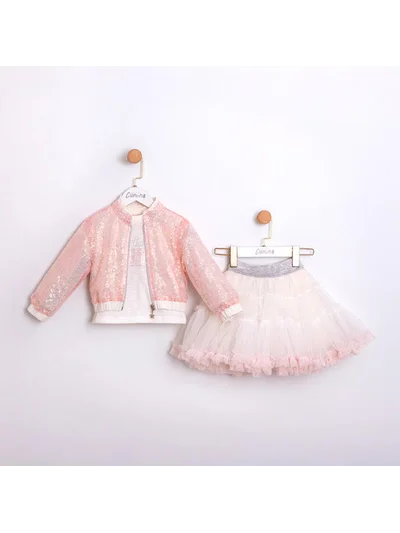 PEMBE TÜTÜ ETEK PAYETLİ CEKET TAKIM 