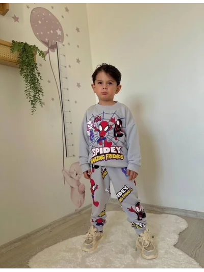 GRİ SPİDERMAN ALT ÜST TAKIM