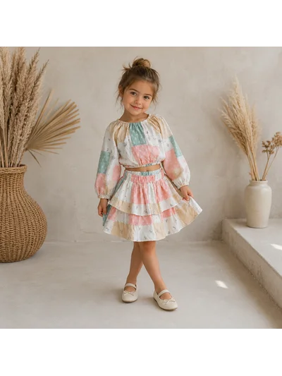 SPRİNG COLORS ETEK CROP TAKIM