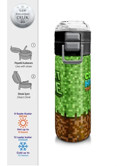 CORAL HİGH MİNECRAFT DESENLİ ÇELİK TERMOS