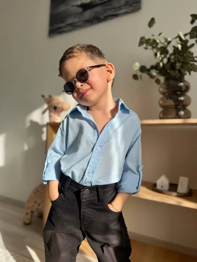 MAVİ HAM KETEN GÖMLEK